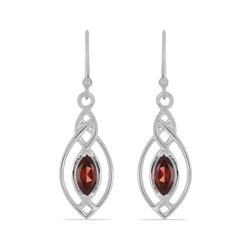 BUY NATURAL GARNET GEMSTONE CLASSIC EARRINGS IN 925 SILVER